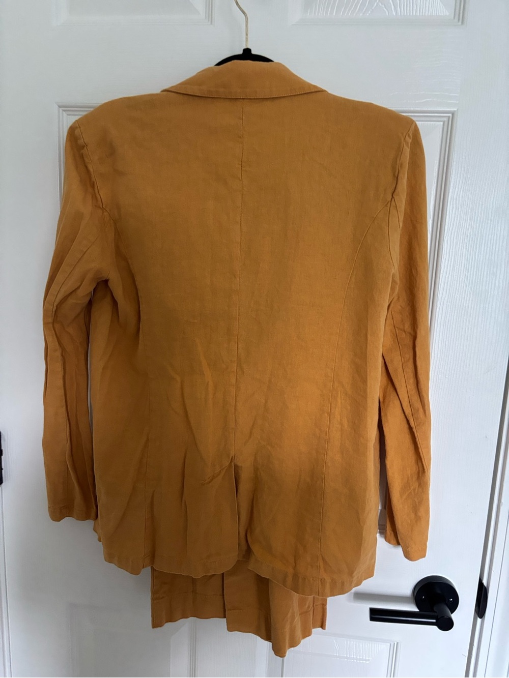 Women's Mustard Linen Blend Blazer and pants suit modcloth set 6 medium - Picture 3 of 6